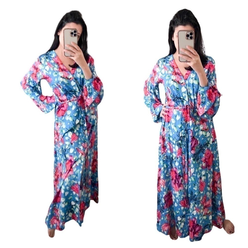 ANTHROPOLOGIE ORANE SIGAL 100% Cotton Floral Cover-up Maxi Dress Medium - Picture 3 of 6